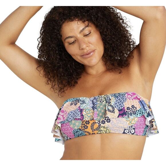 Artesands Salmagundi Multi Vermeer Bikini Top Size 14 Multicolored Ruffle NWT - Picture 2 of 14